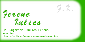 ferenc kulics business card